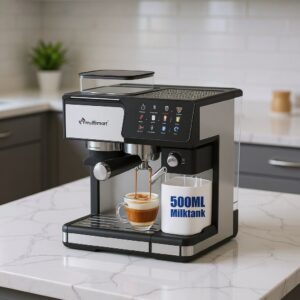 Machine à café Multifonction Pro Café Grain+ Lait + cappuccino 20 Bar 2.6L 1350W + Fonction Moulin a café MULTISMART MS-CF5012