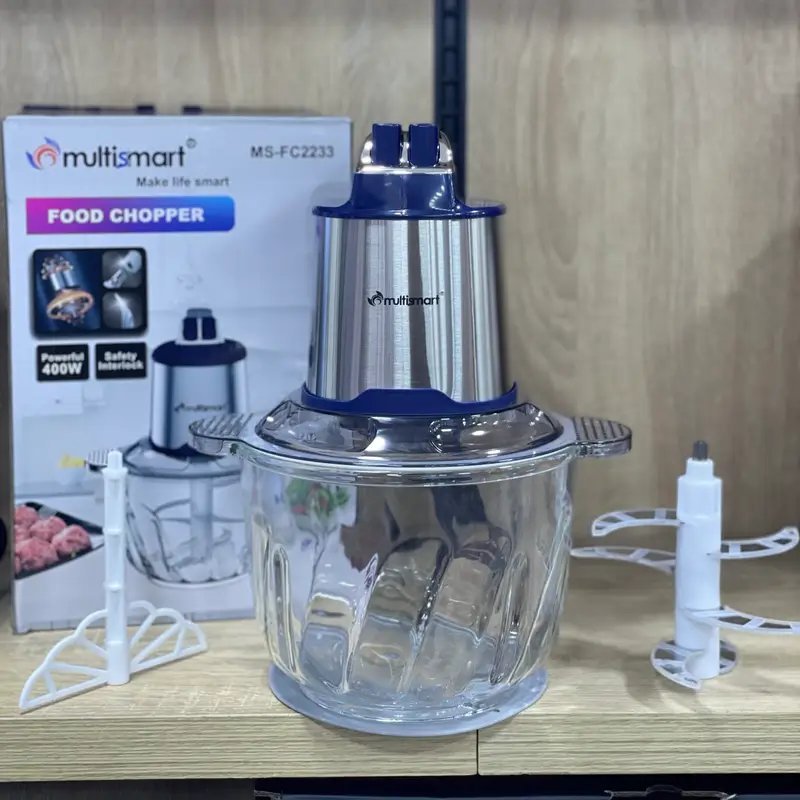 Hachoir En verre 3L 400W 06 Lames MultiSmart MS-FC2233 Bleu – Image 3