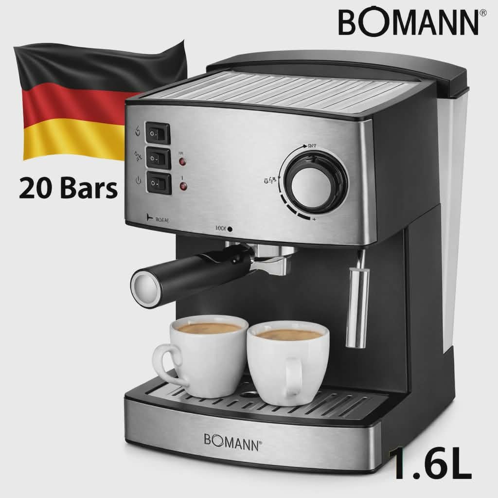 Machine à Café inox Expresso Multifonction Café Poudre et Capsules 20 Bar -1.6L Bomann ES 1186 CB – Image 2