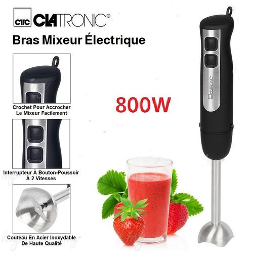 Clatronic Bras Mixeur - 800 W- Sm 3739- Noir- Inox