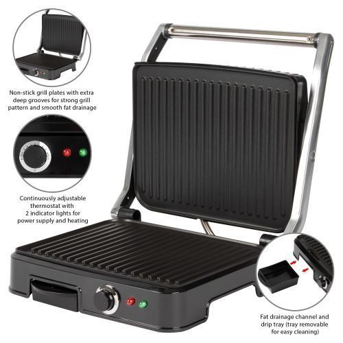 Clatronic Grill Viande & Panineuse 2000 W.- Kg 3487 - Noir – Image 2