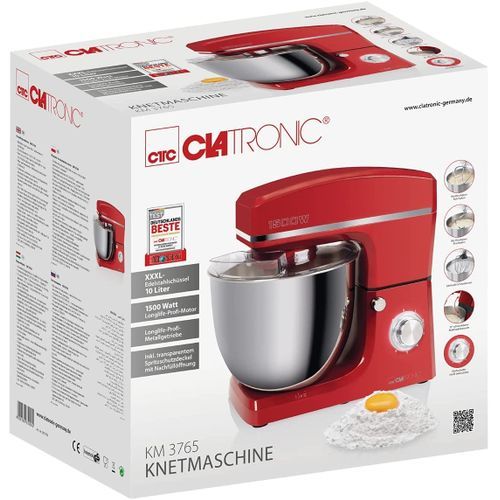 Clatronic Robot Pétrin Multifonction 10L 1500W - Km 3765 Rouge-Argent – Image 5