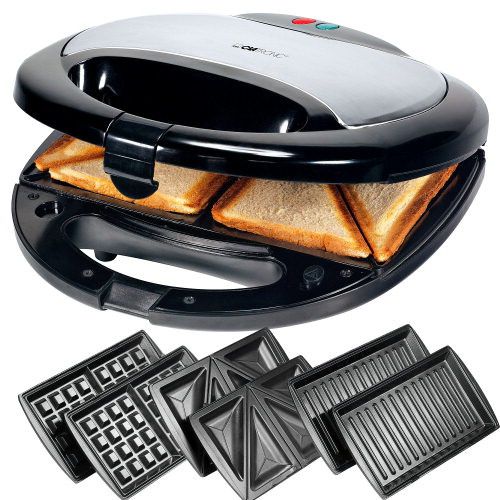 Clatronic Gaufrier / croque-monsieur SANDWICH GRILL, 3 in 1 ST 3670 800W, NOIR/ARGENT – Image 2