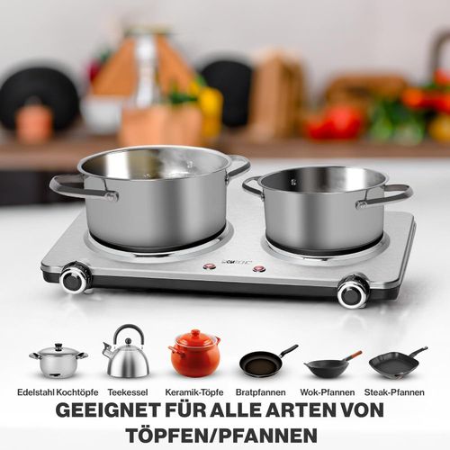 Clatronic Double Plaque De Cuisson En Acier 2500 Watt – Image 2