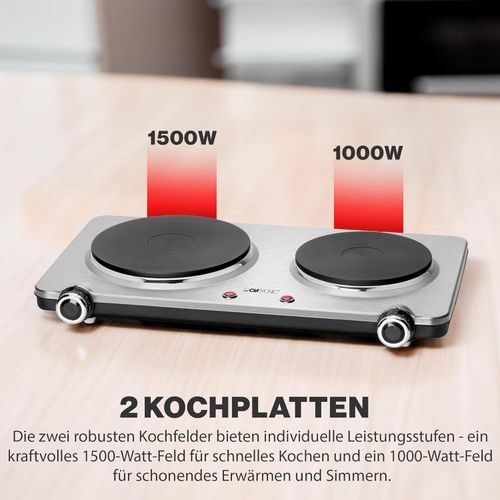 Clatronic Double Plaque De Cuisson En Acier 2500 Watt – Image 3