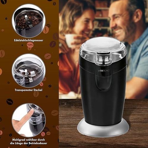 Clatronic Moulin à Café Électrique 120W 40G - Noir – Image 3