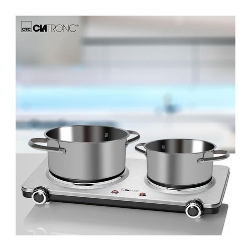 Clatronic Double Plaque de Cuisson Chauffante - 2500W en Acier inoxydable – Image 2