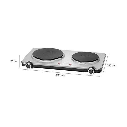 Clatronic Double Plaque de Cuisson Chauffante - 2500W en Acier inoxydable – Image 7
