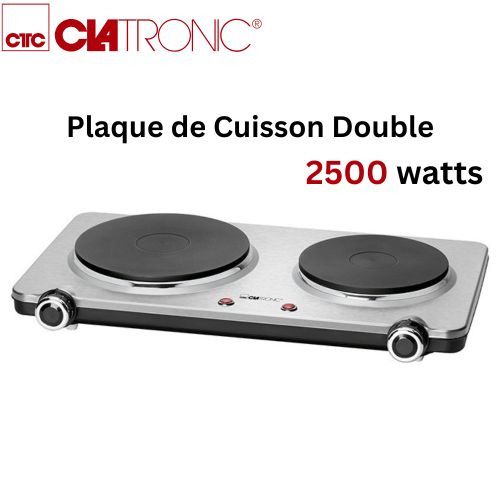 Clatronic Plaque de Cuisson Chauffante Double - 2500W en Acier inoxydable