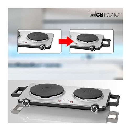 Clatronic Plaque de Cuisson Chauffante Double - 2500W en Acier inoxydable – Image 4