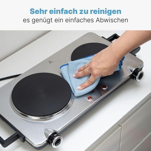 Clatronic Plaque de Cuisson Chauffante Double - 2500W en Acier inoxydable – Image 6