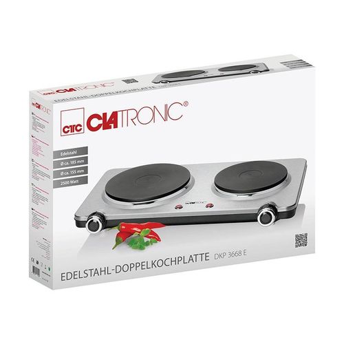 Clatronic Plaque de Cuisson Chauffante Double - 2500W en Acier inoxydable – Image 8