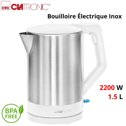 Clatronic Bouilloire Électrique Sans Fil - 1.5L 2200W - Blanc
