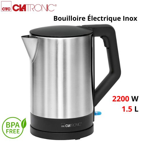 Clatronic Bouilloire Électrique Sans Fil - 1.5L 2200W - Noir