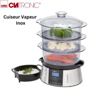 Clatronic Cuiseur vapeur Électrique En Inox Avec 3 Récipients