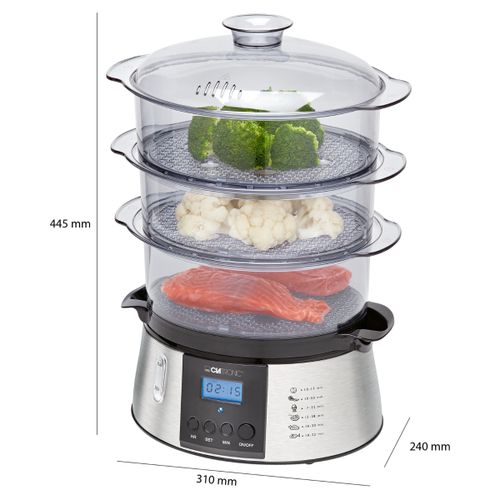 Clatronic Cuiseur vapeur Électrique En Inox Avec 3 Récipients – Image 8