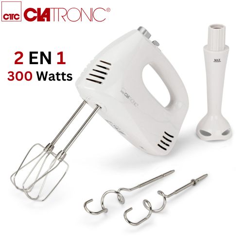Clatronic Batteur avec Mixeur a Main 2 En 1 électrique - 300W