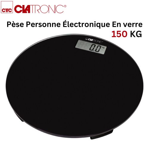 Clatronic Pèse Personne 150 Kg En verre - Balance de Salle de Bain Noir