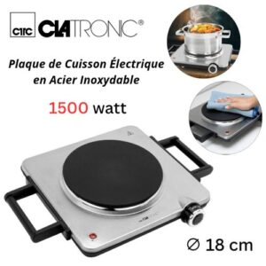 Clatronic Plaque De Cuisson Chauffante Électrique 1500W En Acier Inoxydable - EKP 3788 E