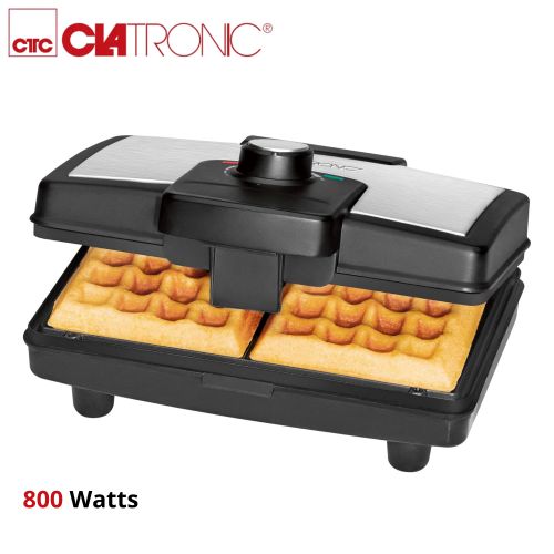 Clatronic Gaufrier Électrique 800W - 2 Gaufres - Température Réglable - WA3606