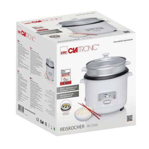 Clatronic Cuiseur À Riz Et Vapeur 2en1 2.5L 700W - Revêtement Anti-adhesif Avec Panier à Étuver en Aluminium - RK 3566 – Image 7