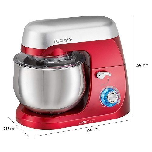 Clatronic Robot Pétrin - 5 L - 1000W KM-3709 - Rouge/Argent – Image 2