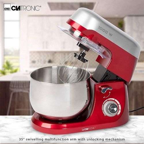Clatronic Robot Pétrin - 5 L - 1000W KM-3709 - Rouge/Argent – Image 3