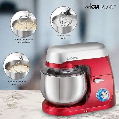 Clatronic Robot Pétrin - 5 L - 1000W KM-3709 - Rouge/Argent – Image 4
