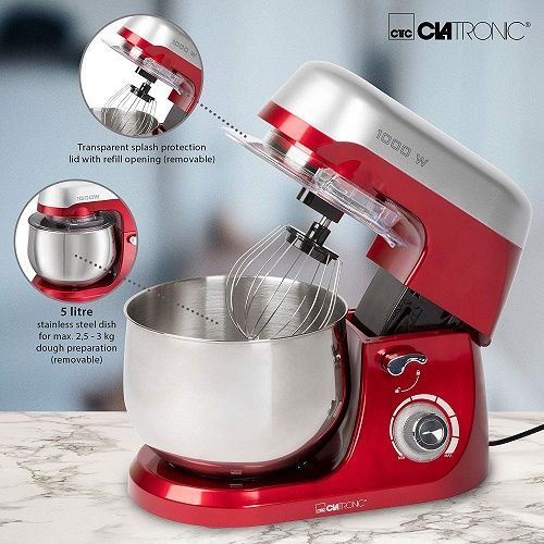 Clatronic Robot Pétrin - 5 L - 1000W KM-3709 - Rouge/Argent – Image 5