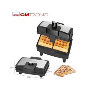 Clatronic Gaufrier En Acier Inoxydable - Wa 3606 - Noir/Argent