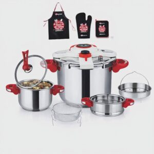 Cocotte minute clipso 11 pcs 5+7 L avec minuterie en Inox 18/10 Unipro Original Beige UP-CM7+5SSR