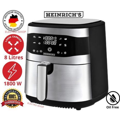 Heinrich Bauer Friteuse sans Huile heinrich's 8L - 8 programmes-Ecran tactile LED 1800W Germany-noir