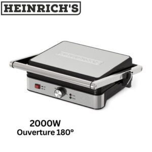 Heinrich Bauer Panineuse Contact Grill 2000W Ouverture à 180° et Bac à Graisse - HKG 8685