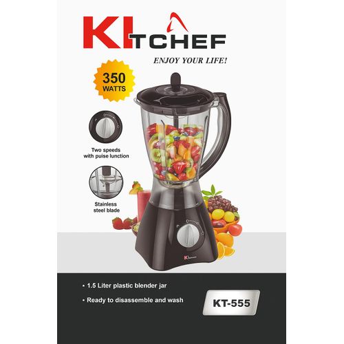 kitchef Mixeur Blender KI CHEF KT-555 – 350W – Bol 1.5L – Lame Inox – 2 Vitesses + Fonction Pulse