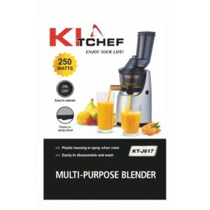 kitchef Extracteur de Jus KI CHEF KT-J617 – 250W – Compact et Silencieux – Inox et Plastique – Facile à Nettoyer