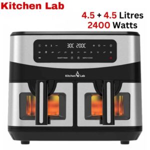KITCHEN LAB Friteuse à Air Sans Huile Multifonction - 9L 2400W à 2 Paniers Bacs