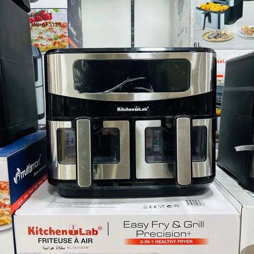 KITCHEN LAB Friteuse à Air Sans Huile Multifonction - 9L 2400W à 2 Paniers Bacs – Image 4