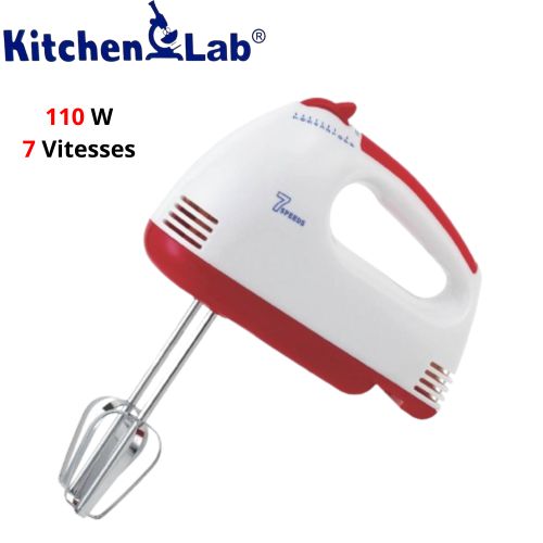 KITCHEN LAB Batteur Electrique À Main 150 W 7 Vitesses - Blanc/Rouge - HM001