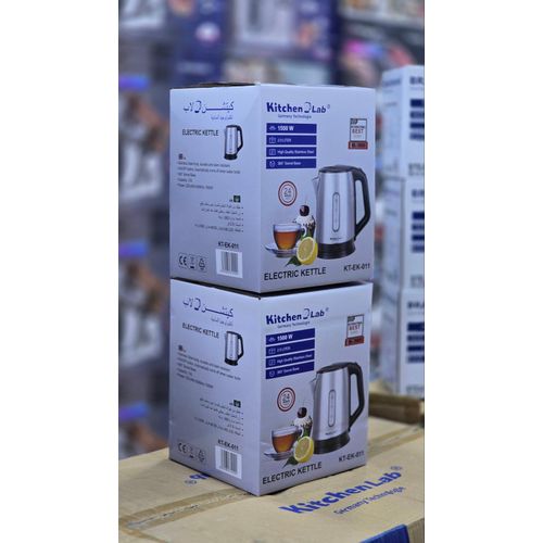 KITCHEN LAB Bouilloire Électrique Inox 2 Litres – 1500W, Rotation 360°, Arrêt Automatique