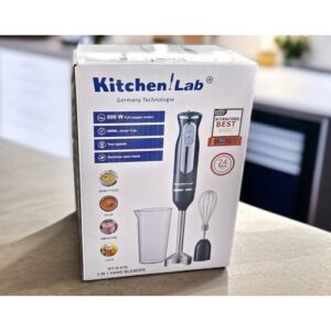 KITCHEN LAB Mixeur Plongeant 2 en 1 – 600W, Lame Inox, 2 Vitesses + Gobelet & Fouet