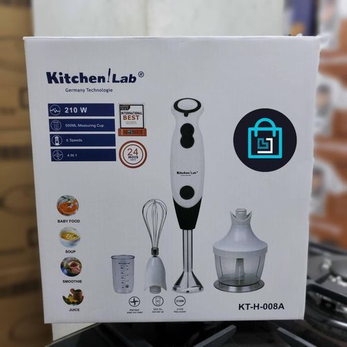 KITCHEN LAB Bras Mixeur Plongeant 4 En 1 - 210W et 6 Vitesses avec Fouet Hachoir et Verre doseur - Noir KT-H008A – Image 3
