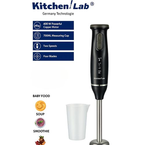 KITCHEN LAB Mixeur Plongeant Kitchen/Lab KT-H-009 – 400W – 700ML – 2 Vitesses – Lames Inox