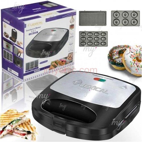 LEXICAL Panineuse 3en1 Avec Plaques de Cuisson Interchangeables 800W LSM-2532