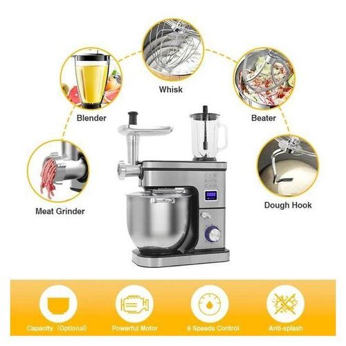 Multismart Robot Pétrin Multifonctions En Acier Inoxydable 2000W -8L – Image 2