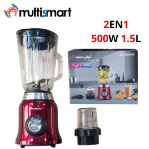 Multismart Blender 2EN1 Tasses En Verre - 500W - Rouge