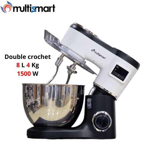 Multismart Robot Pétrin Double Crochet 1500W 8L 4Kg - Noir/Blanc