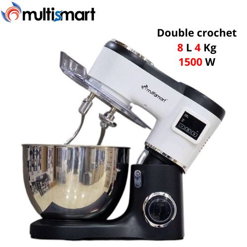 Multismart Robot Pétrin Double Crochet 8L 1500W 4Kg - Noir/Blanc