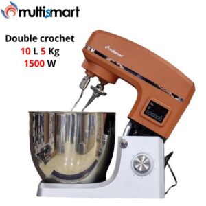 Multismart Robot Pétrin Double Crochet 1500W 10L 5Kg - Orange/Gris