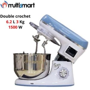 Multismart Robot Pétrin Double Crochet 1500W 6.2L 3Kg - Blanc/Bleu