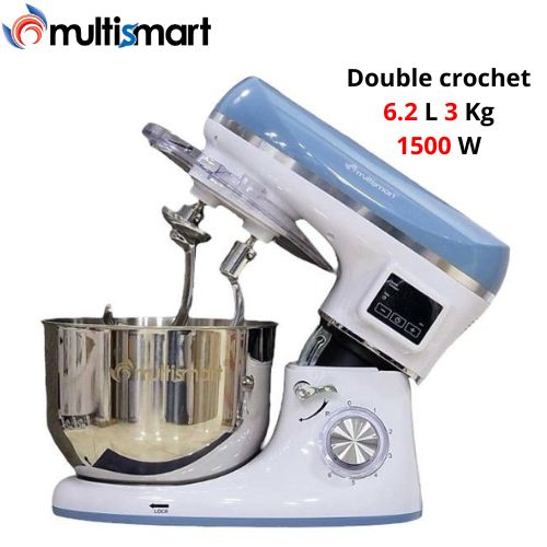 Multismart Robot Pétrin Double Crochet 6.2L 1500W 3Kg - Blanc/Bleu